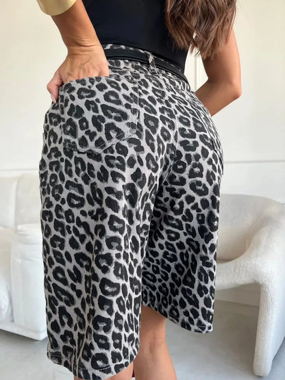 Leopard Print Womens Y2K Jorts