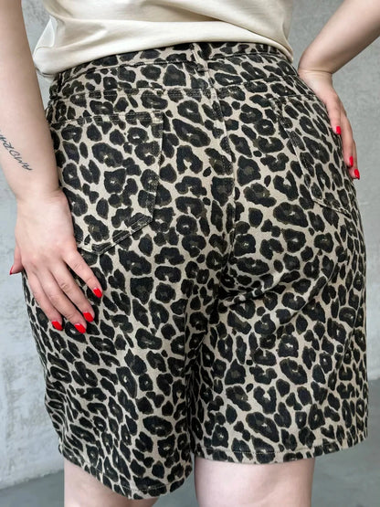 Leopard Print Womens Y2K Jorts