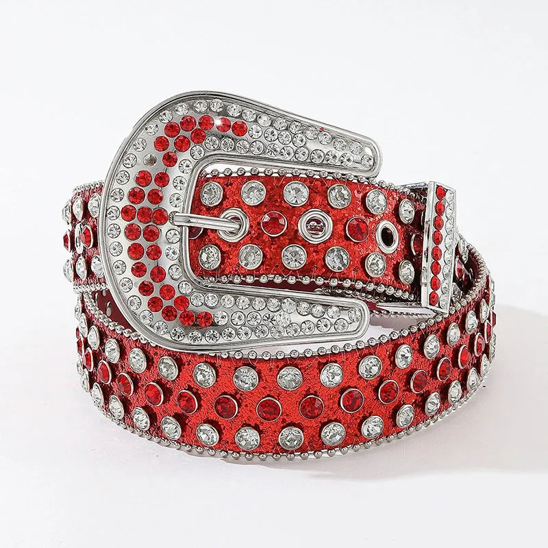 Luxury Rhinestone Y2K Faux Leather Belt