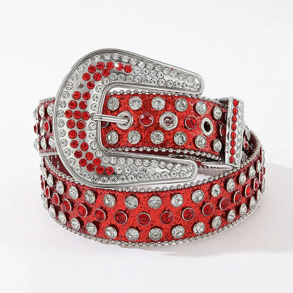 Luxury Rhinestone Y2K Faux Leather Belt
