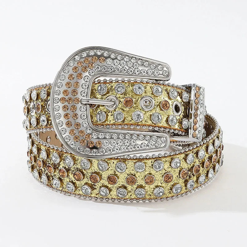 Luxury Rhinestone Y2K Faux Leather Belt