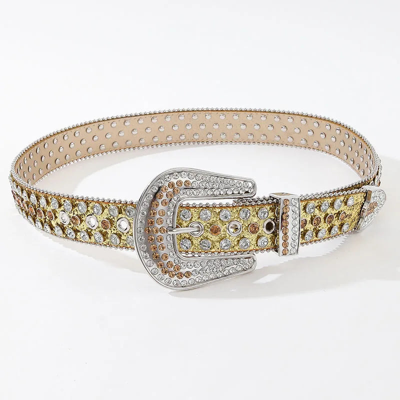 Luxury Rhinestone Y2K Faux Leather Belt