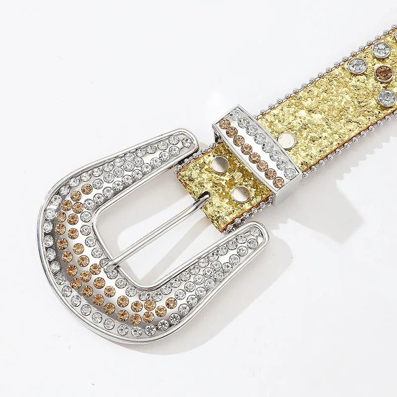 Luxury Rhinestone Y2K Faux Leather Belt