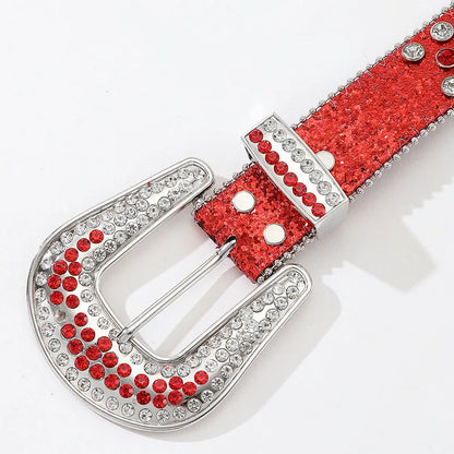 Luxury Rhinestone Y2K Faux Leather Belt