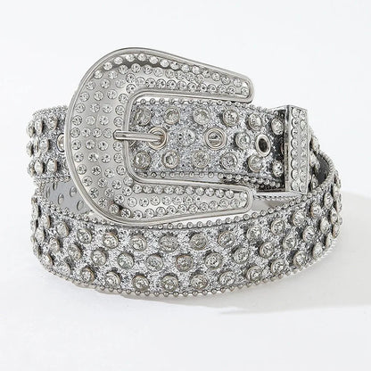 Luxury Rhinestone Y2K Faux Leather Belt