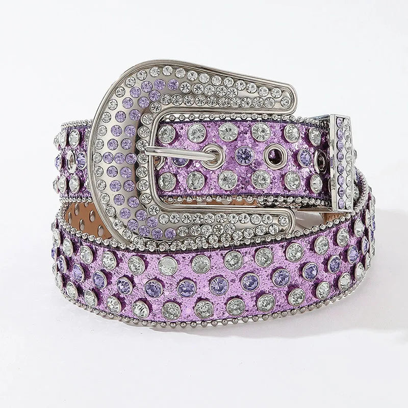 Luxury Rhinestone Y2K Faux Leather Belt