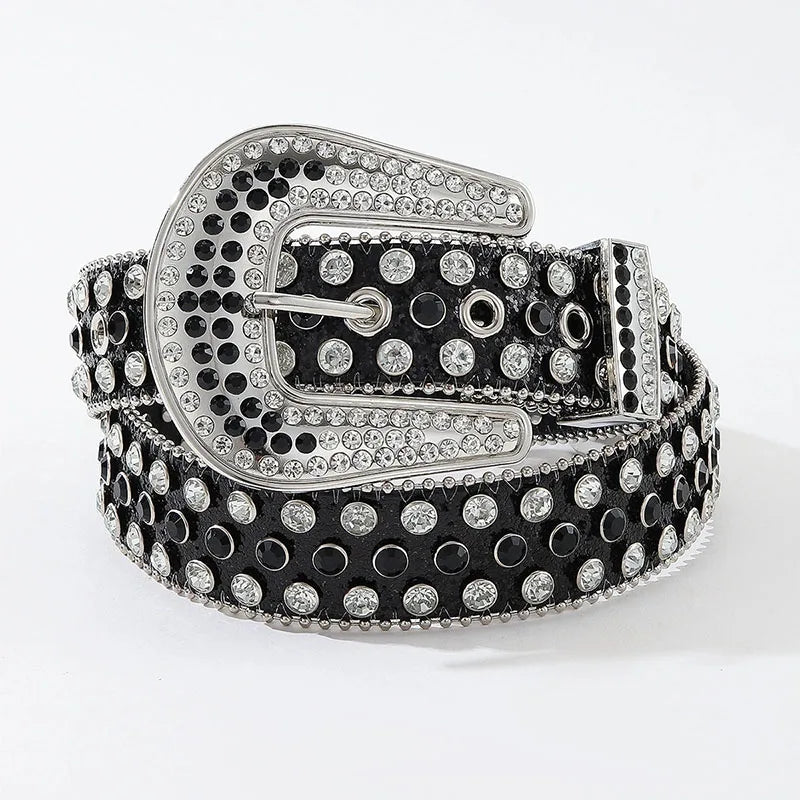 Luxury Rhinestone Y2K Faux Leather Belt
