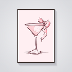Martini with Pink Bow Poster