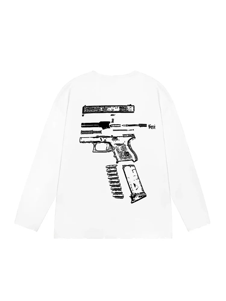 Mens Y2K "IN GLOCK WE TRUST" Graphic Long Sleeve Top T Shirt