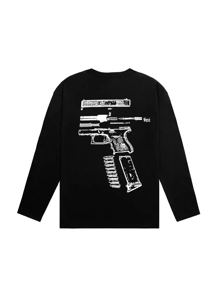 Mens Y2K "IN GLOCK WE TRUST" Graphic Long Sleeve Top T Shirt