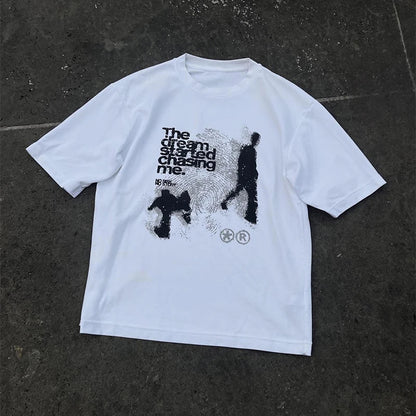 Mens Y2K "The Dream Is Chasing Me" Graphic T Shirt