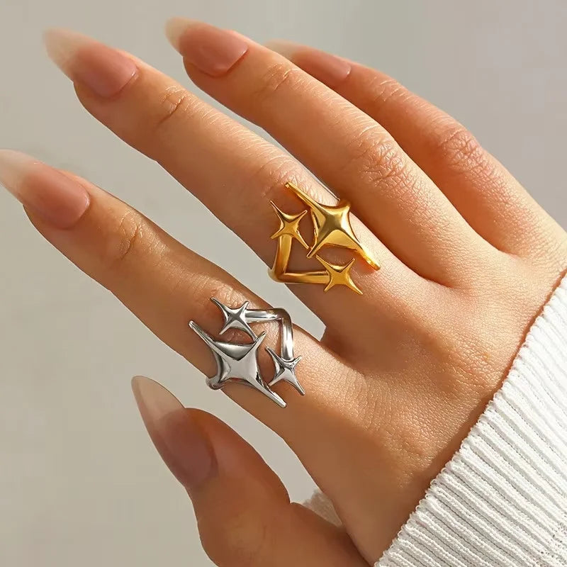 Minimalist Y2K Metal Star Open Ring