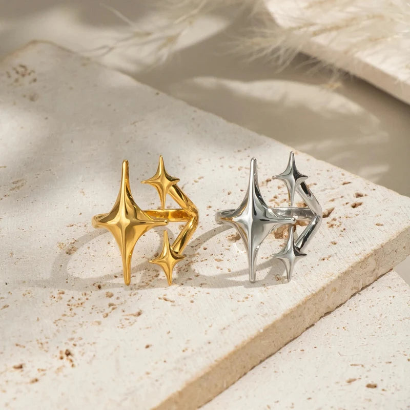 Minimalist Y2K Metal Star Open Ring