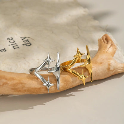 Minimalist Y2K Metal Star Open Ring