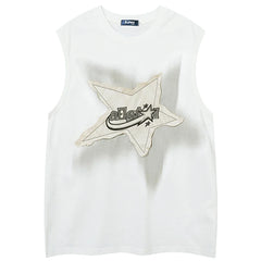 Oversized Star Patchwork Y2K Tank Top