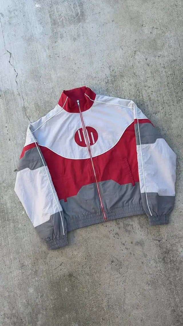 Oversized Y2K Block Spliced Windbreaker Bomber Jacket