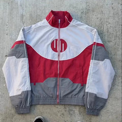 Oversized Y2K Block Spliced Windbreaker Bomber Jacket