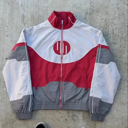 Oversized Y2K Block Spliced Windbreaker Bomber Jacket