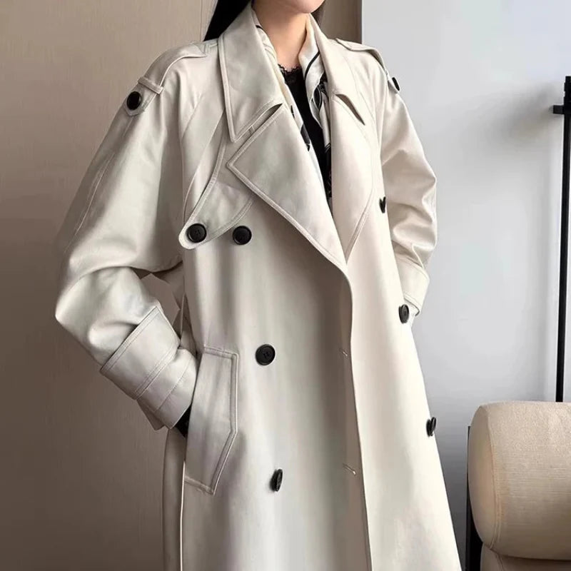 Oversized Y2K Double Breasted Long Trench Coat