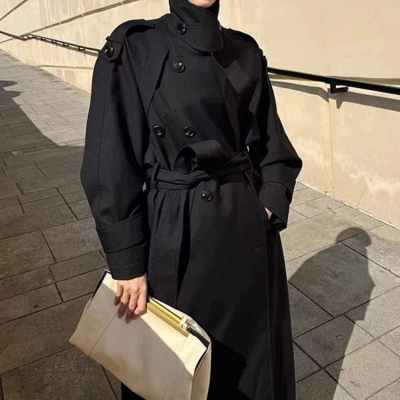 Oversized Y2K Double Breasted Long Trench Coat