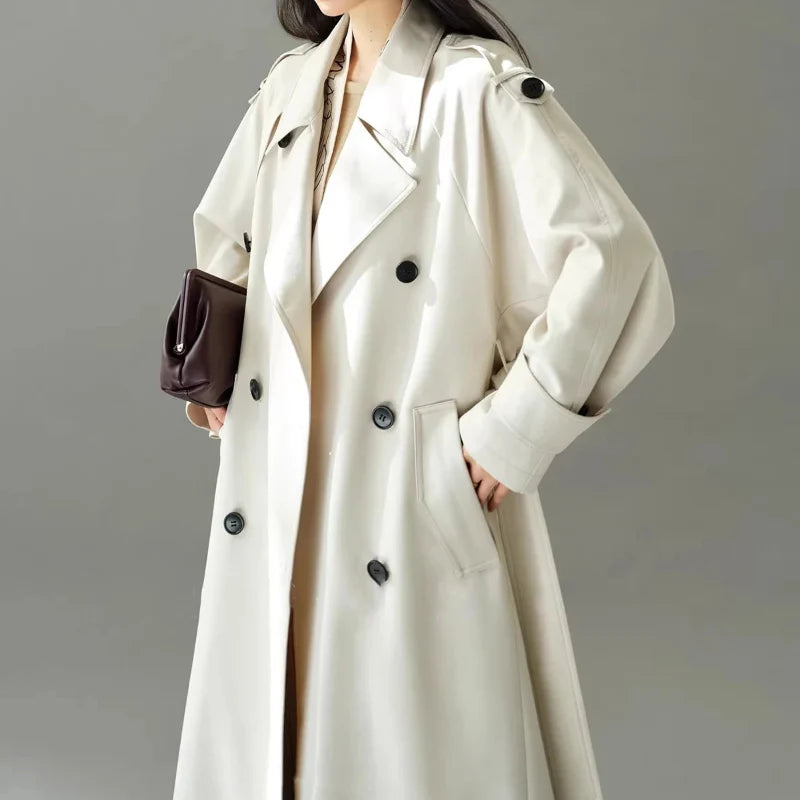 Oversized Y2K Double Breasted Long Trench Coat