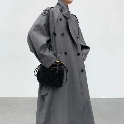 Oversized Y2K Double Breasted Long Trench Coat