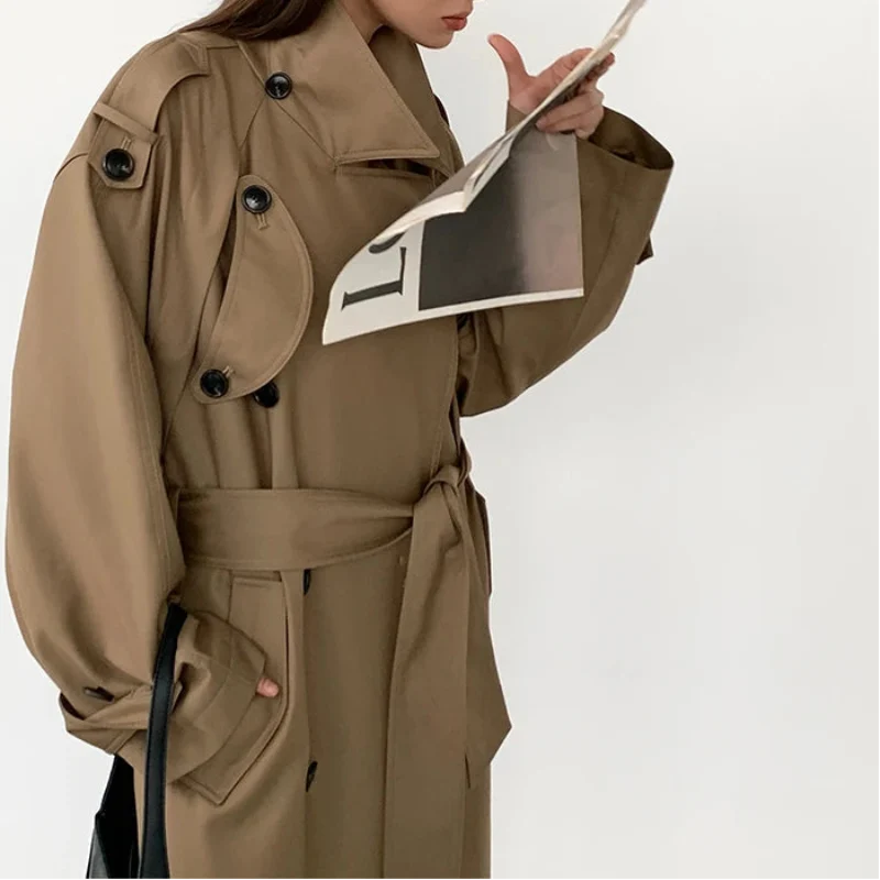 Oversized Y2K Double Breasted Long Trench Coat