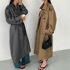 Oversized Y2K Double Breasted Long Trench Coat