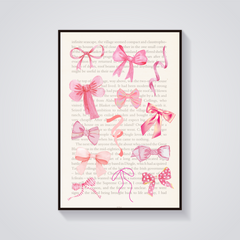 Pink Bows on Book Page Poster