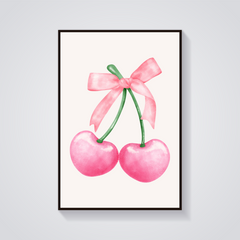 Pink Cherry Bow Poster