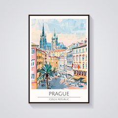 Prague Cityscape Travel Poster