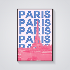Preppy Eiffel Tower Paris Typographic Poster