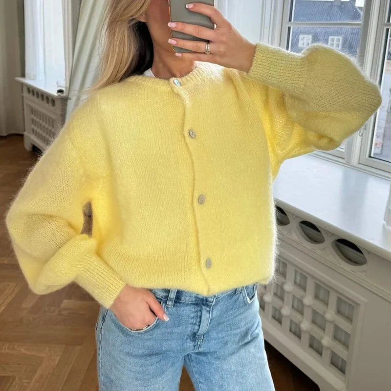 Preppy Y2K Womens Button Cardigan