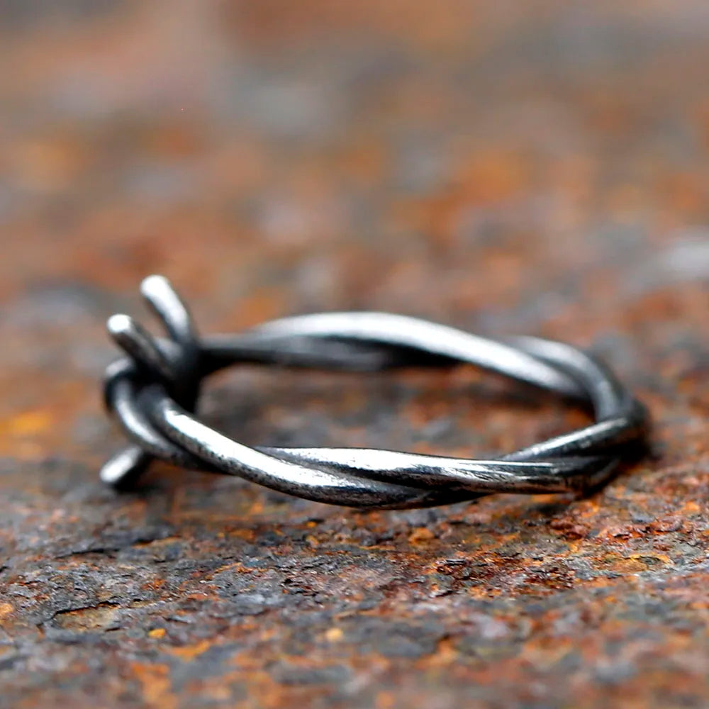 Punk Barbed Wire Abstract Ring