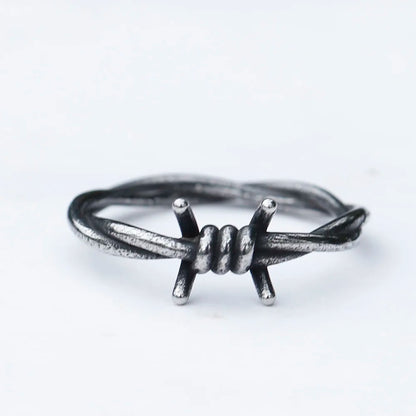 Punk Barbed Wire Abstract Ring