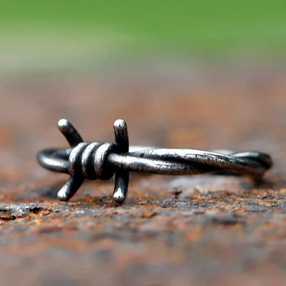 Punk Barbed Wire Abstract Ring