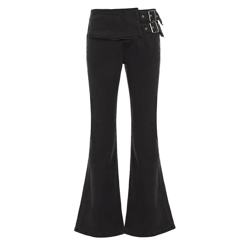 Punk Low Waist Y2K Skinny Stretch Flared Denim Jeans