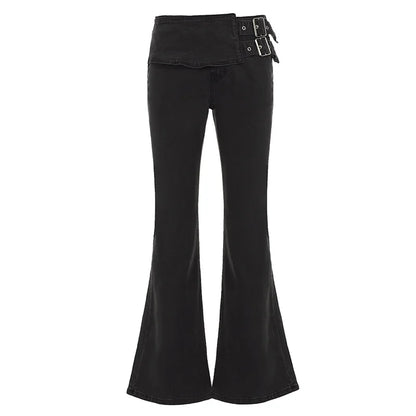 Punk Low Waist Y2K Skinny Stretch Flared Denim Jeans