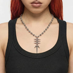 Punk Y2K Grunge Rock Spike Pendant Chain Necklace