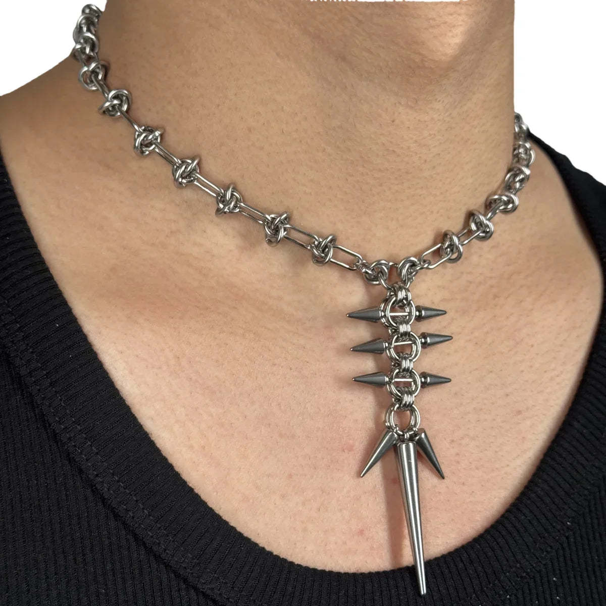 Punk Y2K Grunge Rock Spike Pendant Chain Necklace
