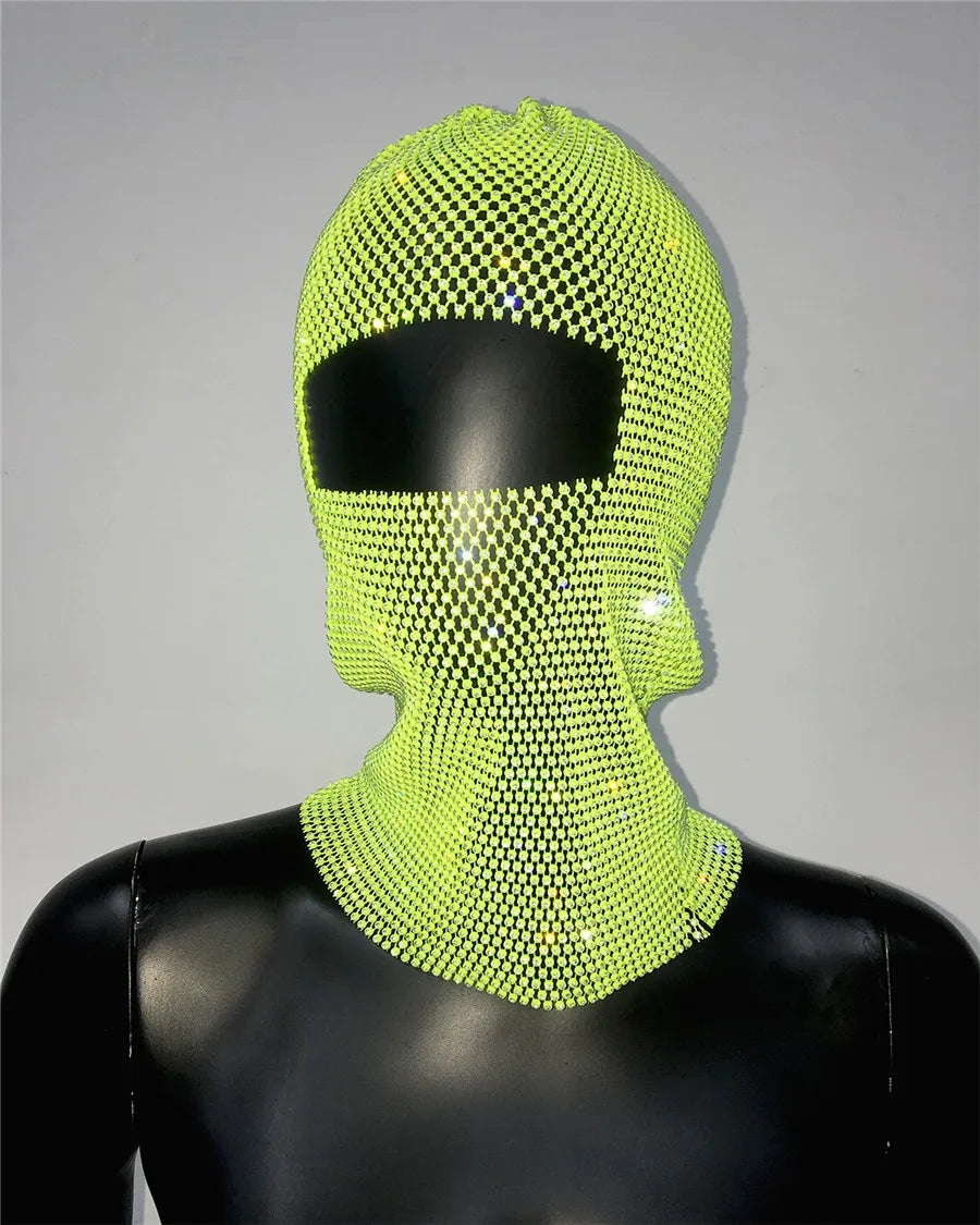 Rave Y2K Sparkly Rhinestone Diamond Balaclava Hat