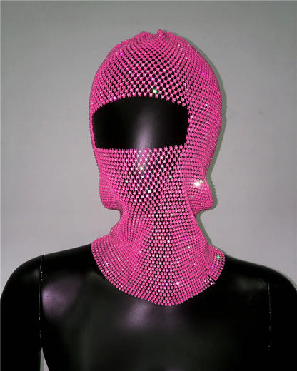 Rave Y2K Sparkly Rhinestone Diamond Balaclava Hat