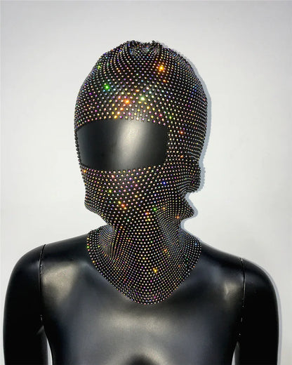 Rave Y2K Sparkly Rhinestone Diamond Balaclava Hat