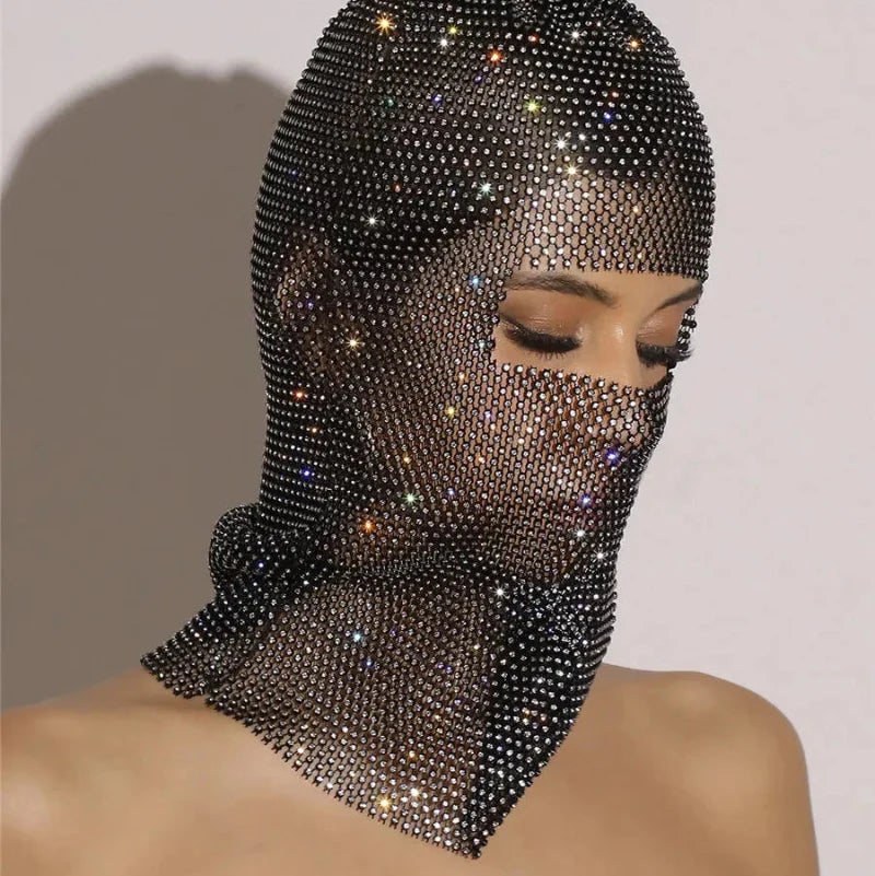 Rave Y2K Sparkly Rhinestone Diamond Balaclava Hat