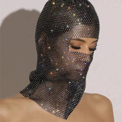 Rave Y2K Sparkly Rhinestone Diamond Balaclava Hat