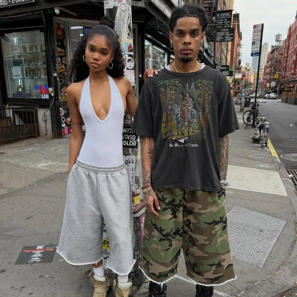 Retro Y2K Camouflage Print Baggy Jogger Shorts Jorts