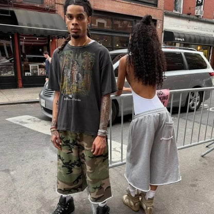Retro Y2K Camouflage Print Baggy Jogger Shorts Jorts
