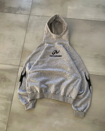 Retro Y2K Flame Print Graphic Hoodie
