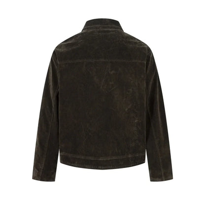 Retro Y2K Spliced Suede Pilot Clip Jacket