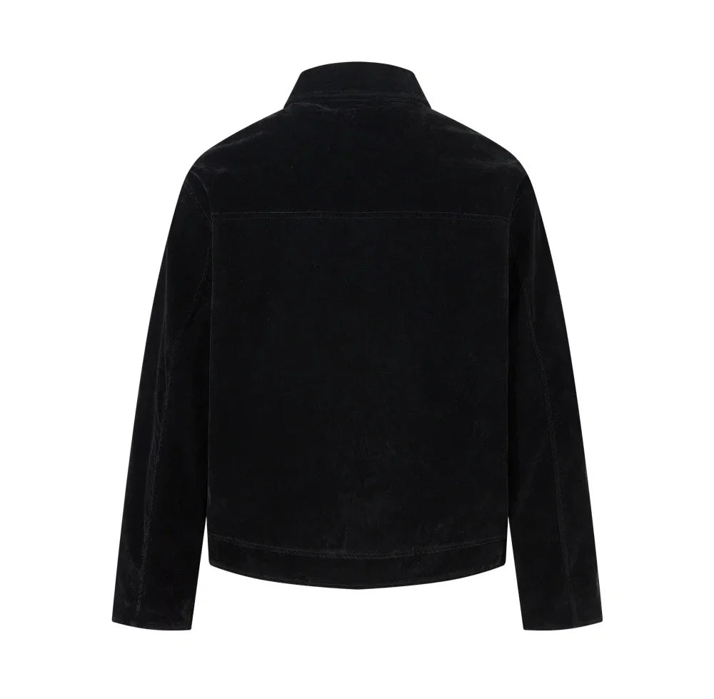 Retro Y2K Spliced Suede Pilot Clip Jacket